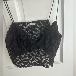 Free People Black Lace Bralette Size L